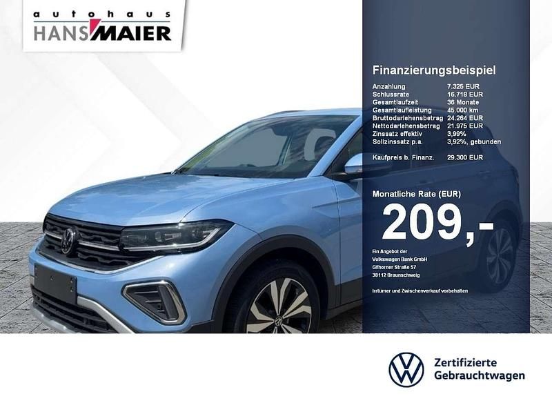 Clear blue metallic Gebraucht 2024 VW T-Cross Style SUV | 29.300 € (Teuer) - Bild 1/2