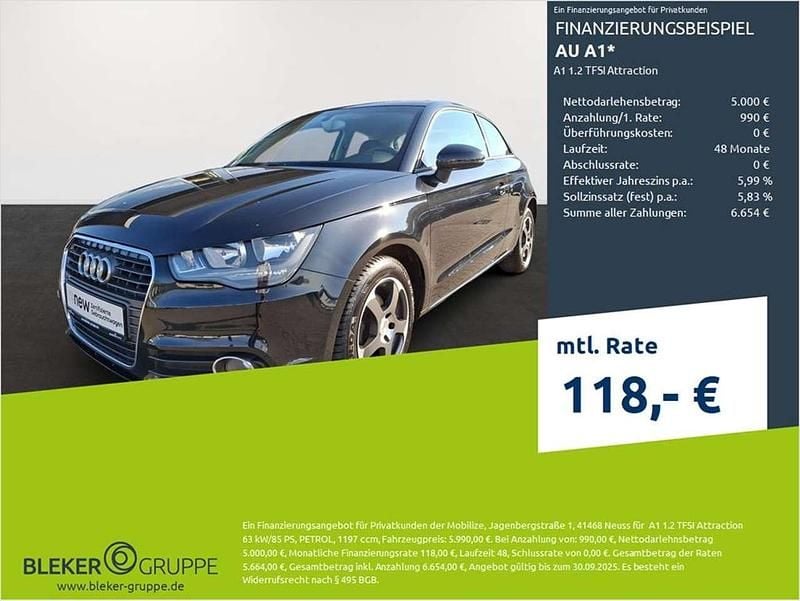 Phantomschwarz perl. Gebraucht 2011 Audi A1 Attraction Kleinwagen | 5.990 € (Guter Preis) - Bild 1/3