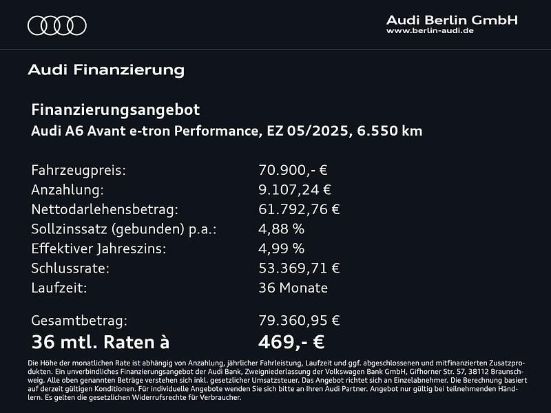 Gebraucht Audi A6 e-tron Performance 269 kW (367 PS) 2025 Taifungrau metallic Kombi