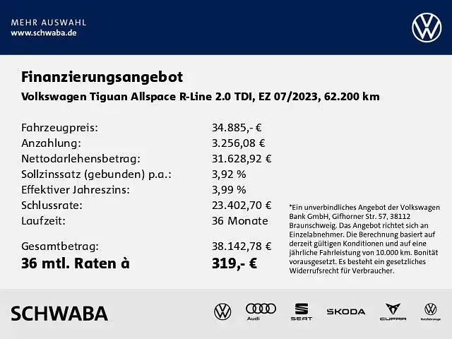 Gebraucht VW Tiguan Allspace R-line 200 PS (147 kW) 2023 Deep black perleffekt SUV