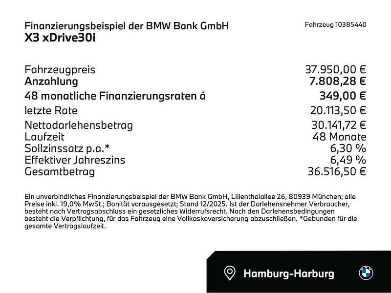 Gebraucht BMW X3 Performance 252 PS (185 kW) 2021 Sophistograu (grau) SUV