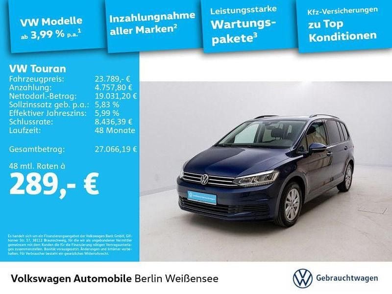 Blau Gebraucht 2022 VW Touran Comfortline Van / Kleinbus | 23.789 € (Guter Preis) - Bild 1/4