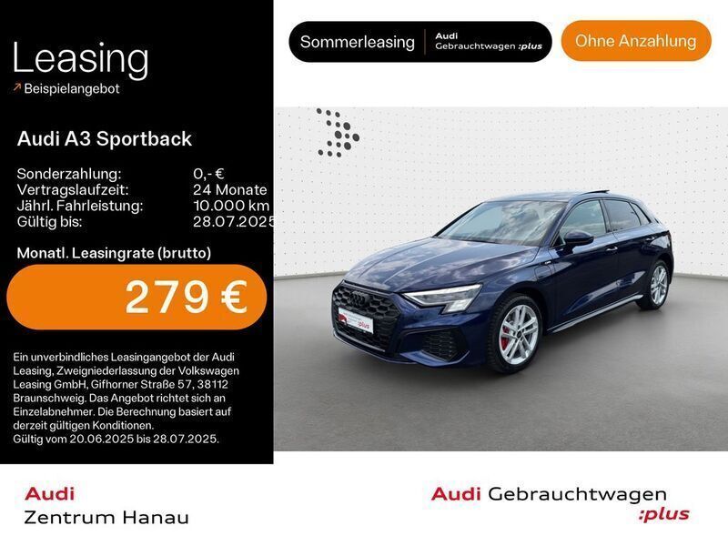 Blau Gebraucht 2024 Audi A3 Sportback e-tron S-Line Limousine | 39.189 € (Teuer) - Bild 1/4