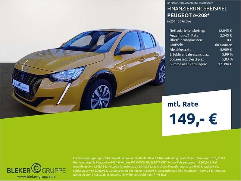 Faro gelb Gebraucht 2021 Peugeot e-208 Active Kleinwagen | 13.680 € (Fairer Preis) - Bild 1/3