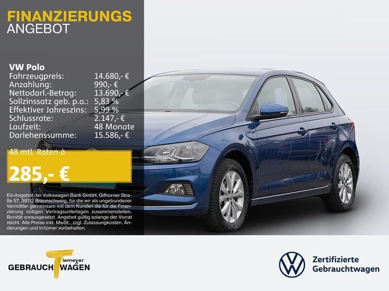 Blau Gebraucht 2019 VW Polo Highline Limousine | 15.280 € (Fairer Preis) - Bild 1/4