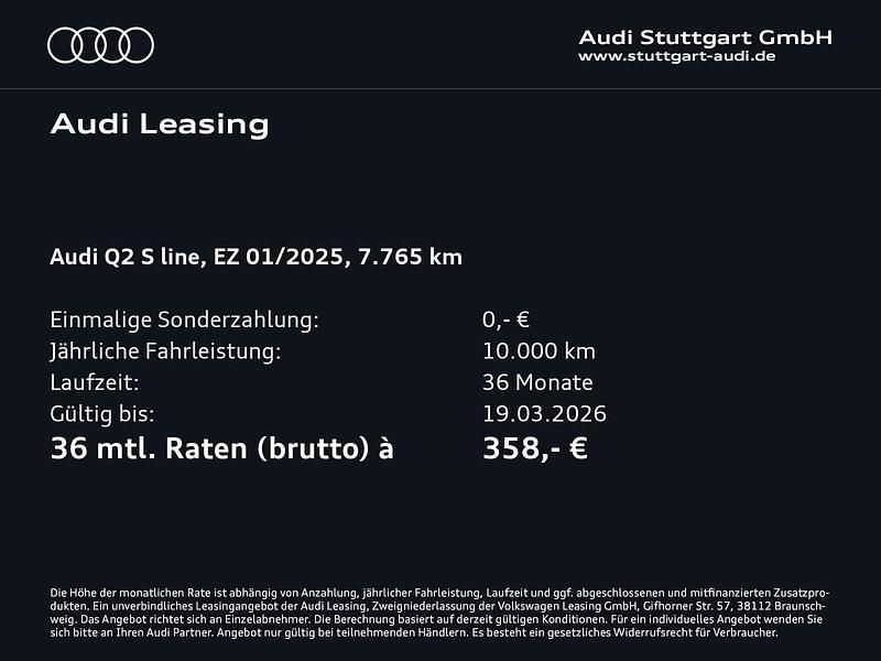 Gebraucht Audi Q2 S-Line 150 PS (110 kW) 2025 Ascariblau metallic SUV