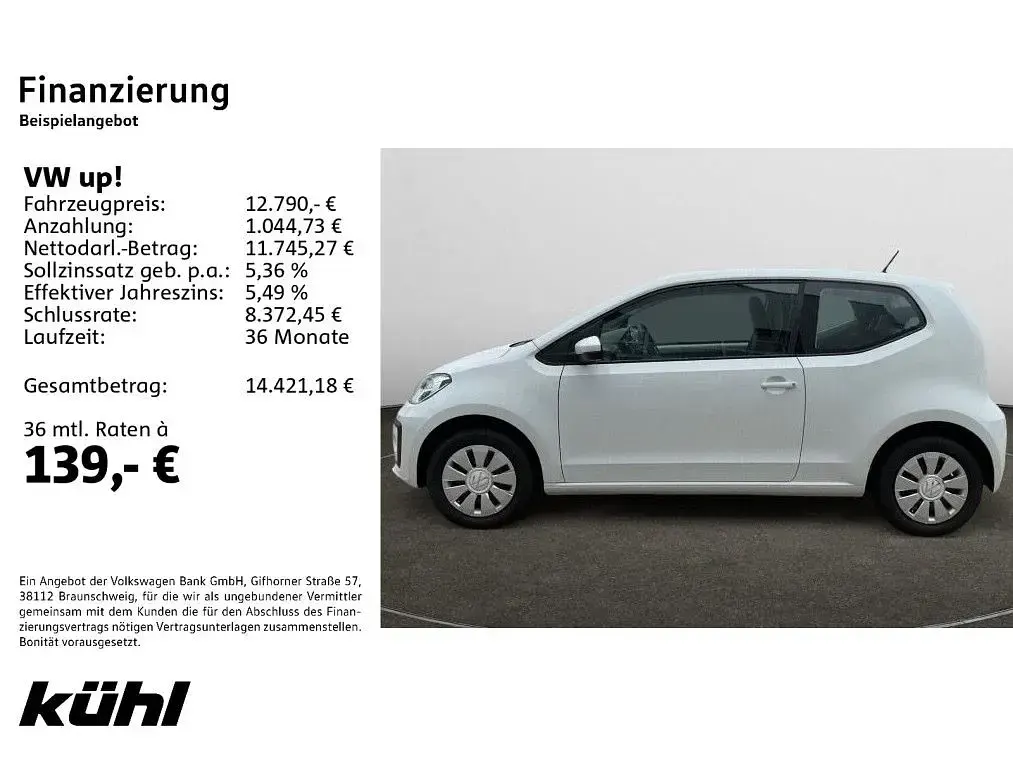 Gebraucht VW up! 65 PS (47 kW) 2023 Pure white Kleinwagen