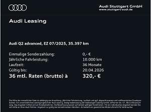 Second-hand Audi Q2 Advanced Plus 150 CP (110 kW) 2025 Alb SUV