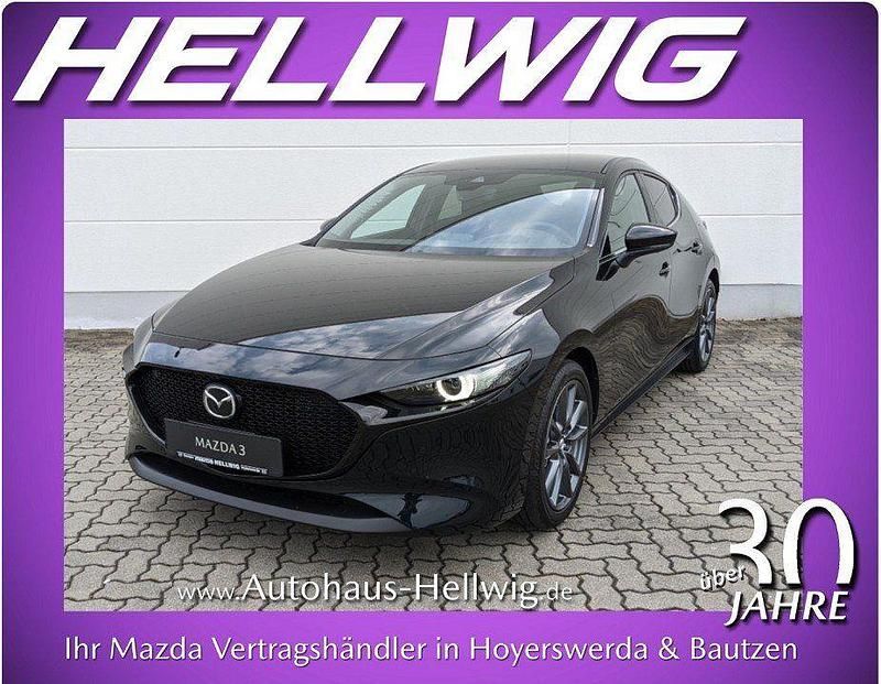 Deep crystal blue metallic Neu 2025 Mazda 3 Exclusive Limousine | 27.480 € - Bild 1/4