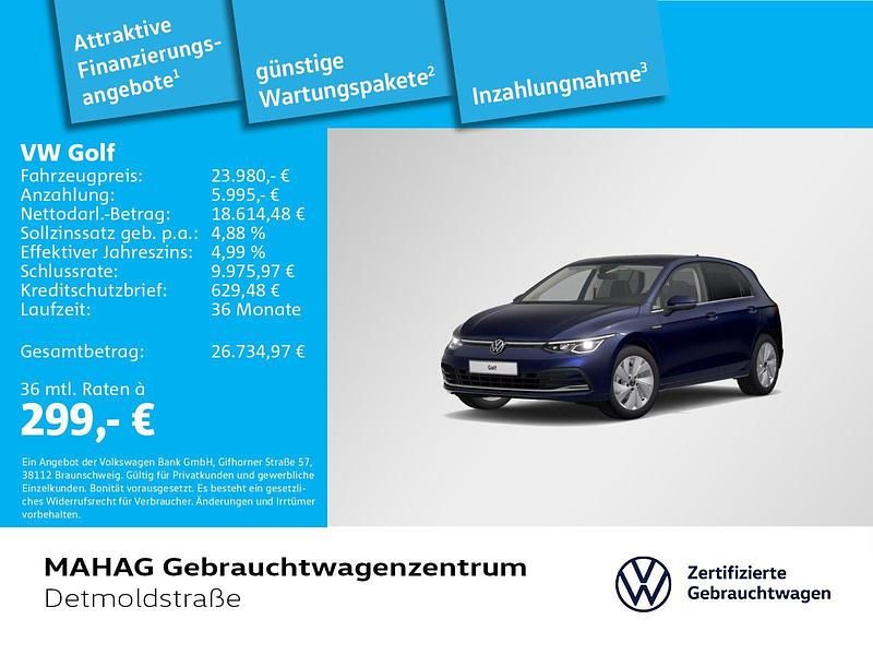Atlantic blue metallic Gebraucht 2023 VW Golf VIII Style Limousine | 23.980 € (Guter Preis) - Bild 1/2