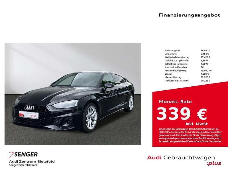 Schwarz Gebraucht 2022 Audi A5 Sportback S-Line Limousine | 36.880 € (Fairer Preis) - Bild 1/4