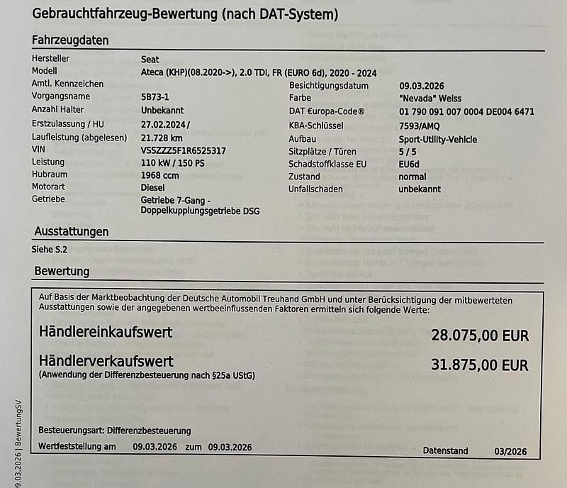 Gebraucht Seat Ateca FR 150 PS (110 kW) 2024 Weiß SUV