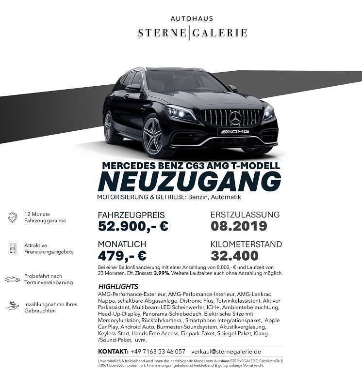 Schwarz Gebraucht 2019 Mercedes C63 AMG AMG Limousine | 52.900 € (Fairer Preis) - Bild 1/1