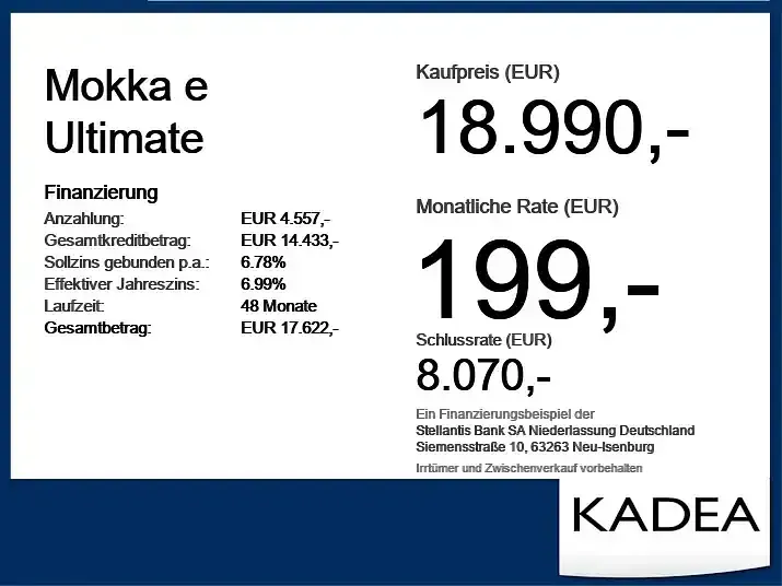 Gebraucht Opel Mokka-e Ultimate 100 kW (136 PS) 2023 Perl blau/voltaik blau (metallic) SUV
