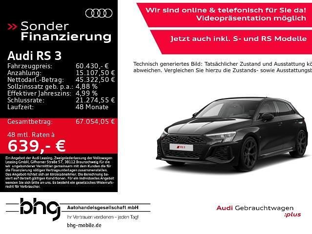 Mythosschwarz metallic Gebraucht 2023 Audi RS3 Sportback Ambiente Kleinwagen | 60.430 € (Etwas zu teuer) - Bild 1/4