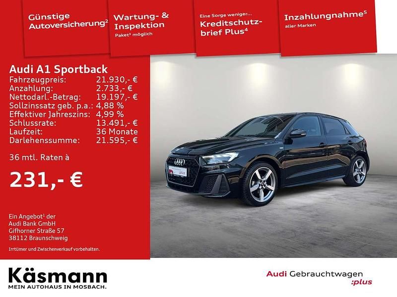 Mythosschwarz metallic (metallic) Gebraucht 2024 Audi A1 S-Line Kleinwagen | 21.930 € (Guter Preis) - Bild 1/4