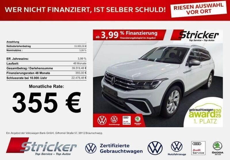 Weiß Gebraucht 2024 VW Tiguan Allspace Life SUV | 33.949 € (Superpreis) - Bild 1/3