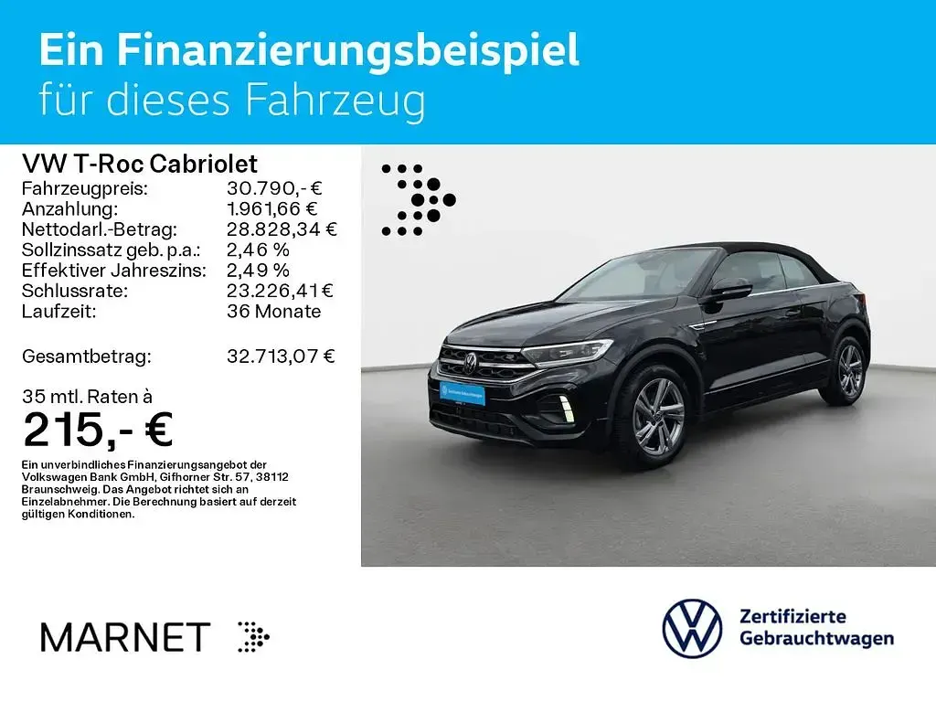 Gebraucht VW T-Roc Cabriolet R-line 150 PS (110 kW) 2025 Deep black perleffekt/schwarz Cabrio