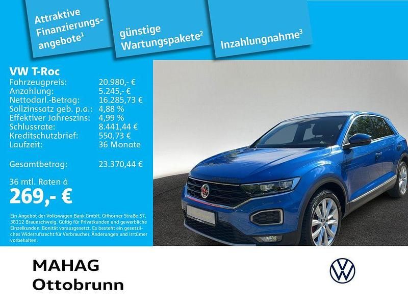Blau Gebraucht 2019 VW T-Roc Sportline SUV | 20.980 € (Guter Preis) - Bild 1/2