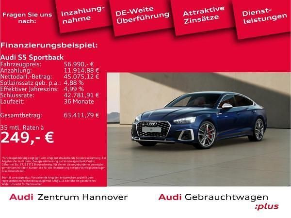 Blau (2d navarrablau metallic) Gebraucht 2023 Audi S5 Sportback Ambiente Kleinwagen | 56.451 € (Fairer Preis) - Bild 1/4