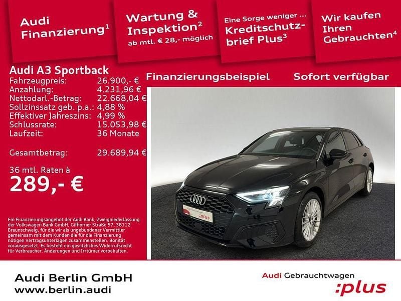 Brillantschwarz Gebraucht 2022 Audi A3 Sportback e-tron Advanced Plus Kleinwagen | 26.900 € (Fairer Preis) - Bild 1/3