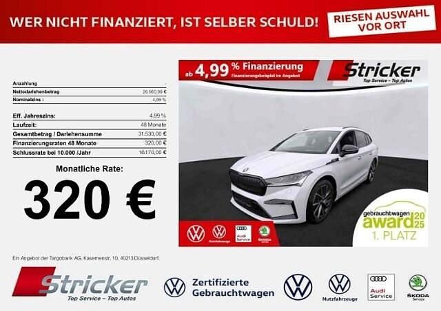 Moonweiss metallic (metallic) Gebraucht 2021 Skoda Enyaq iV SportLine SUV | 26.950 € (Fairer Preis) - Bild 1/3