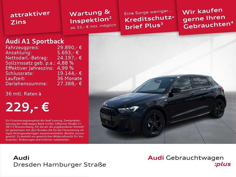 Mythosschwarz metallic Gebraucht 2025 Audi A1 S-Line Kleinwagen | 29.890 € (Etwas zu teuer) - Bild 1/3