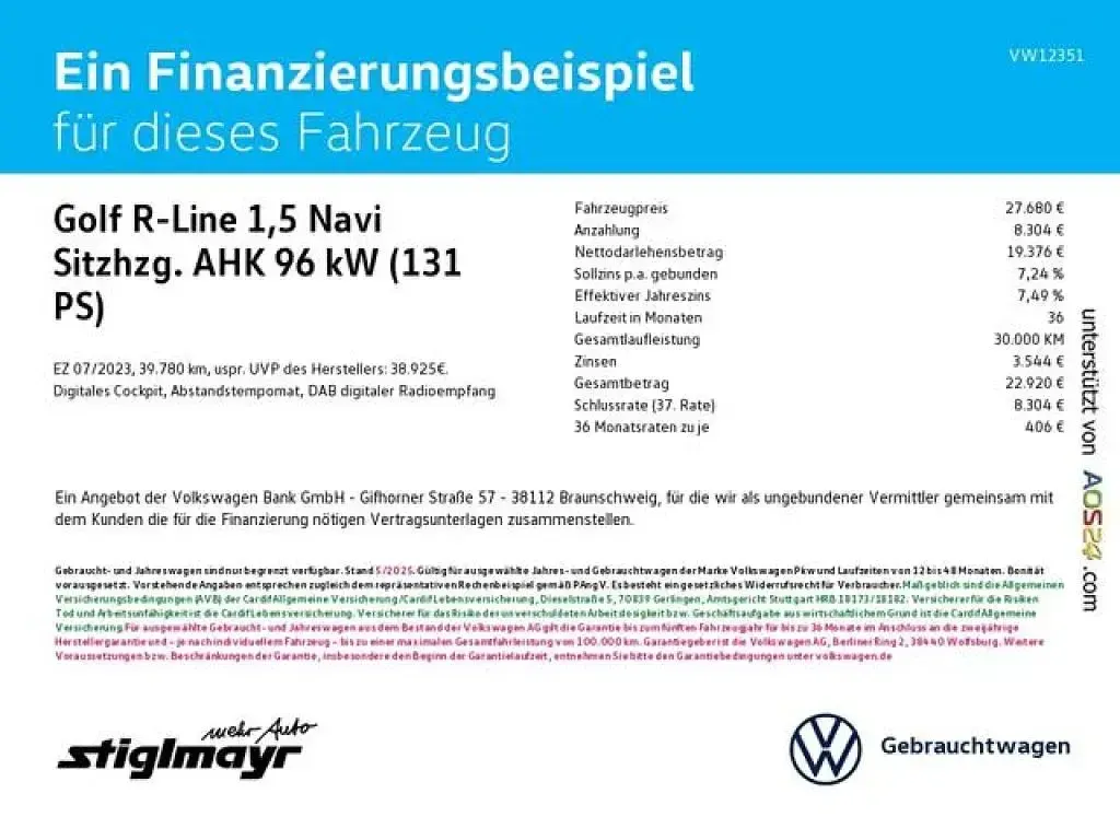 Gebraucht VW Golf VIII R-line 131 PS (96 kW) 2023 Deep black perleffekt Limousine