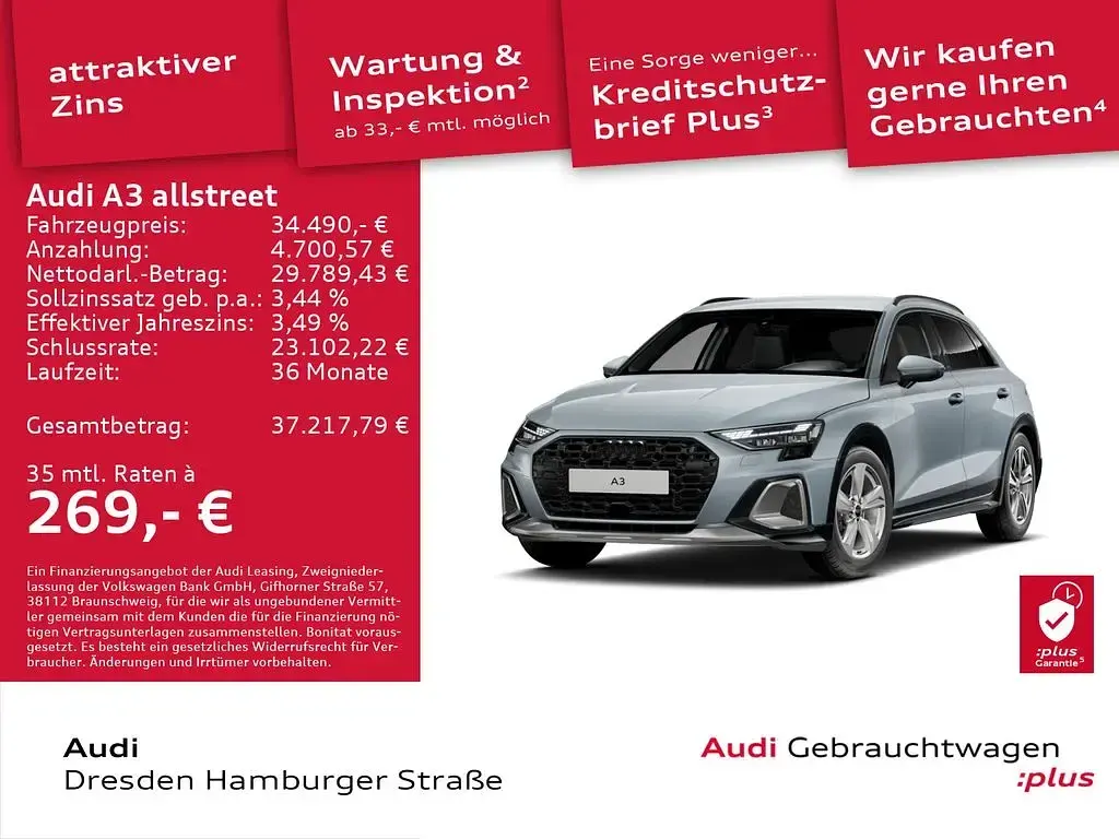 Usado Audi A3 Ambiente 150 HP (110 kW) 2025 Cinzento Carrinha