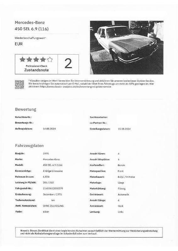 Gebraucht 1975 Mercedes 450 Limousine | 34.000 € - Bild 1/4