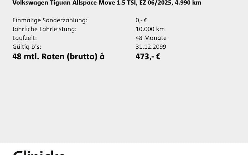 Gebraucht VW Tiguan Allspace Move 150 PS (110 kW) 2025 Weiß SUV