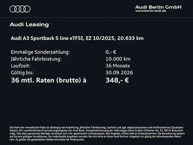 Gebraucht Audi A3 Sportback e-tron S-Line 204 PS (150 kW) 2025 Daytonagrau perleffekt Kleinwagen