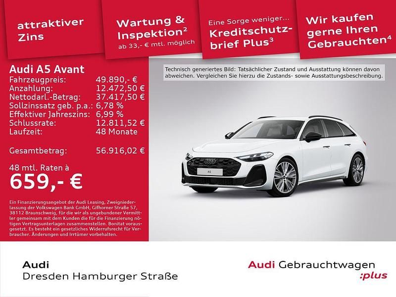 Gletscherweiß metallic Neu 2025 Audi A5 Sport Kombi | 49.890 € - Bild 1/3