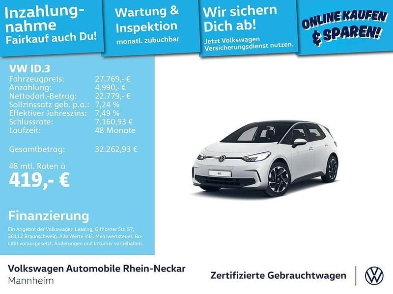 Gebraucht VW ID.3 Pro 150 kW (204 PS) 2024 Gletscherweiß metallic Kleinwagen