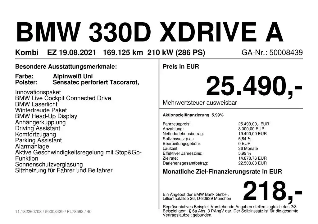 Gebraucht BMW 330 Sport Line 286 PS (210 kW) 2021 Weiß Kombi