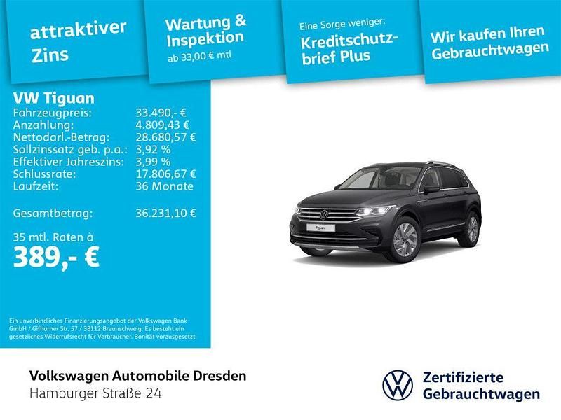 Grau Gebraucht 2023 VW Tiguan Elegance SUV | 33.490 € (Fairer Preis) - Bild 1/4