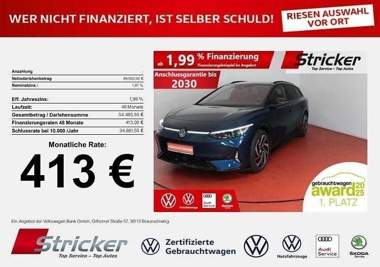 Blau Gebraucht 2025 VW ID.7 GTX Kombi | 49.949 € - Bild 1/4
