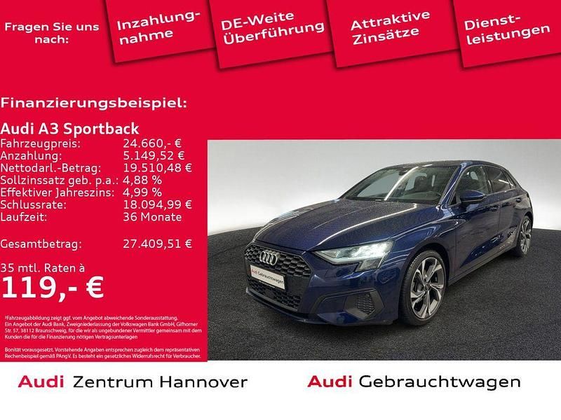 Navarrablau metallic Gebraucht 2022 Audi A3 Premium Limousine | 24.660 € (Fairer Preis) - Bild 1/4