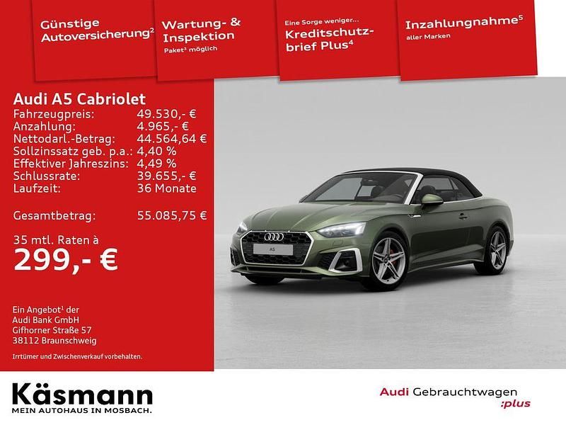 Distriktgrün metallic Gebraucht 2024 Audi A5 Cabriolet S-Line Cabrio | 49.530 € (Superpreis) - Bild 1/4