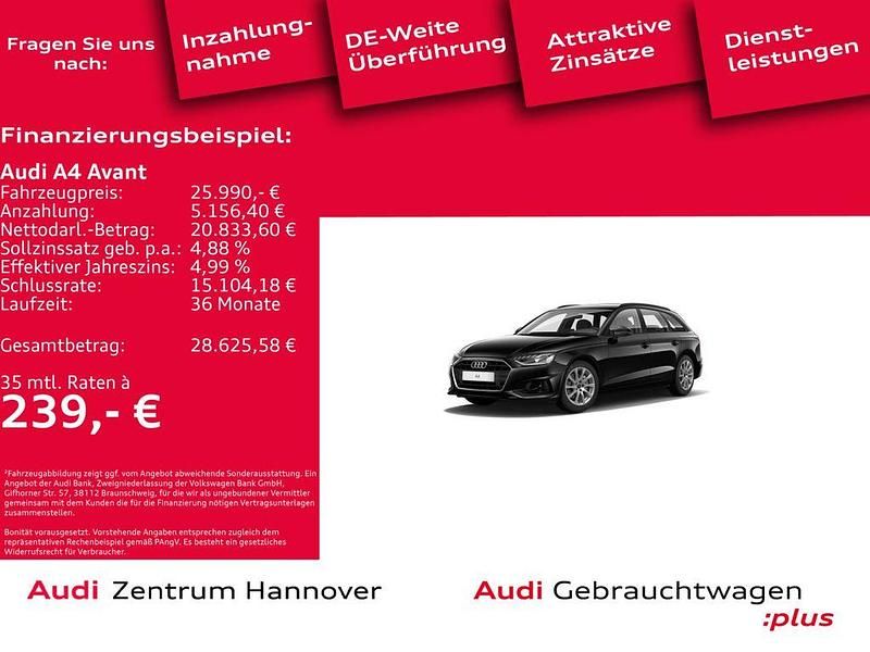 Mythosschwarz metallic Gebraucht 2022 Audi A4 Kombi | 25.990 € (Guter Preis) - Bild 1/4