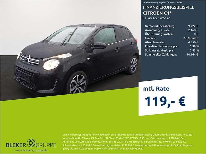 Schwarz Gebraucht 2021 Citroën C1 PureTech Kleinwagen | 11.890 € (Etwas zu teuer) - Bild 1/3