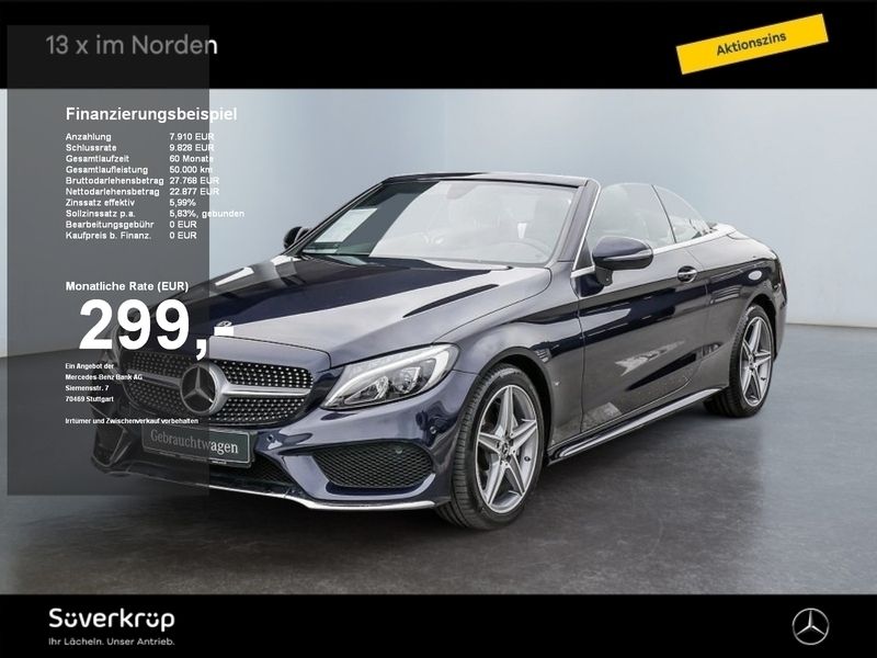 Blau cavansitblau Gebraucht 2018 Mercedes C180 AMG Cabrio | 31.490 € (Fairer Preis) - Bild 1/2