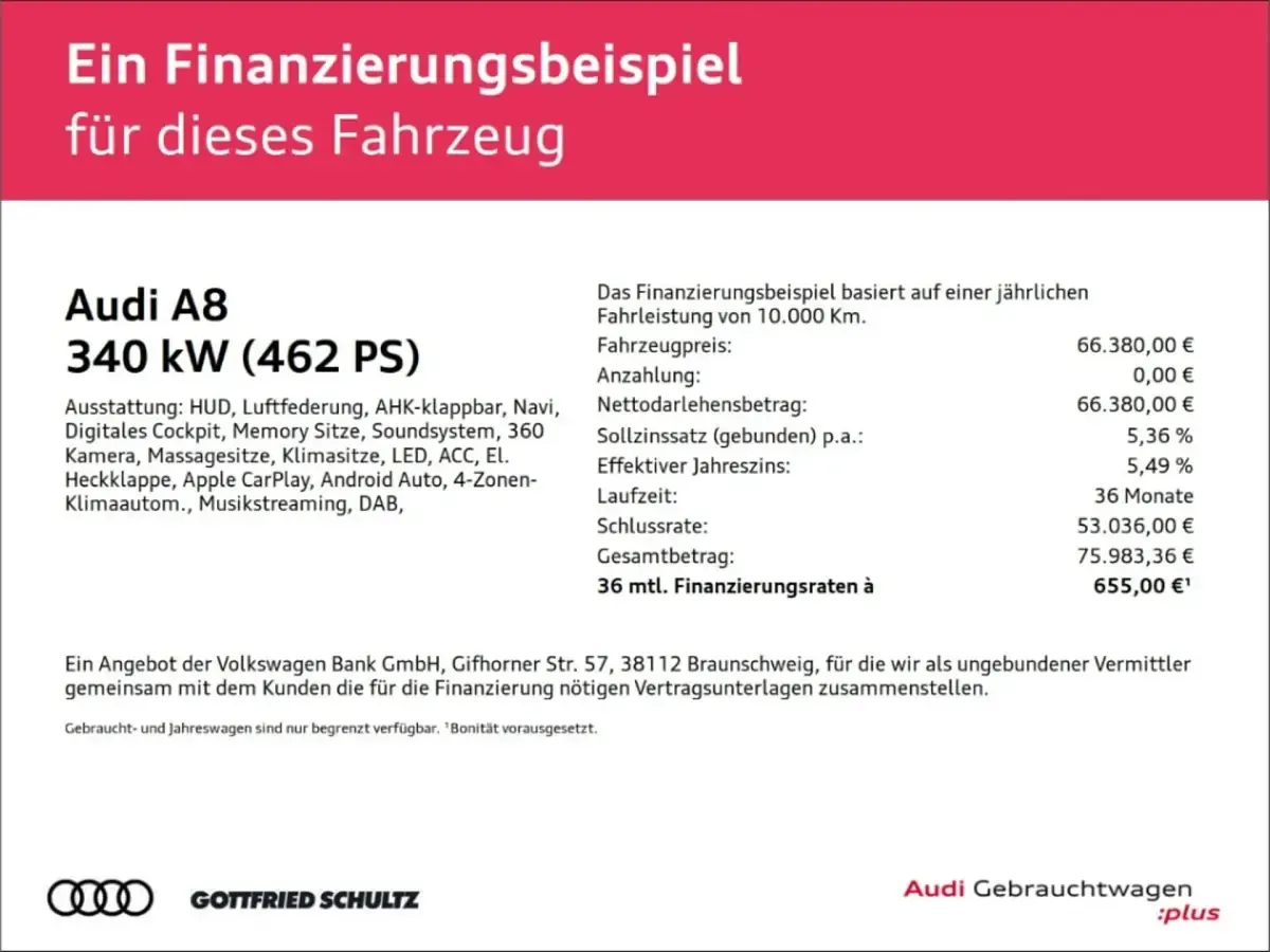 Gebraucht Audi A8L Comfort 462 PS (339 kW) 2026 Firmamentblau metallic Limousine
