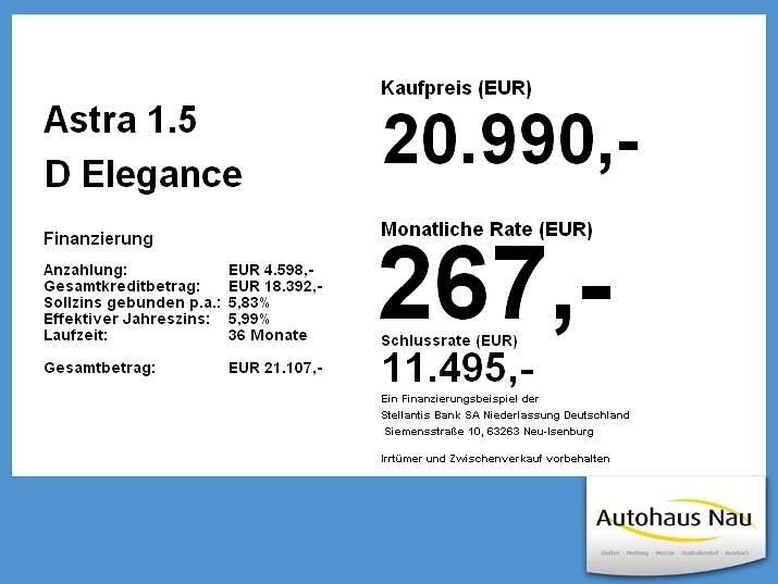 Gebraucht Opel Astra Elegance 131 PS (96 kW) 2023 Diamant schwarz/karbon schwarz Limousine