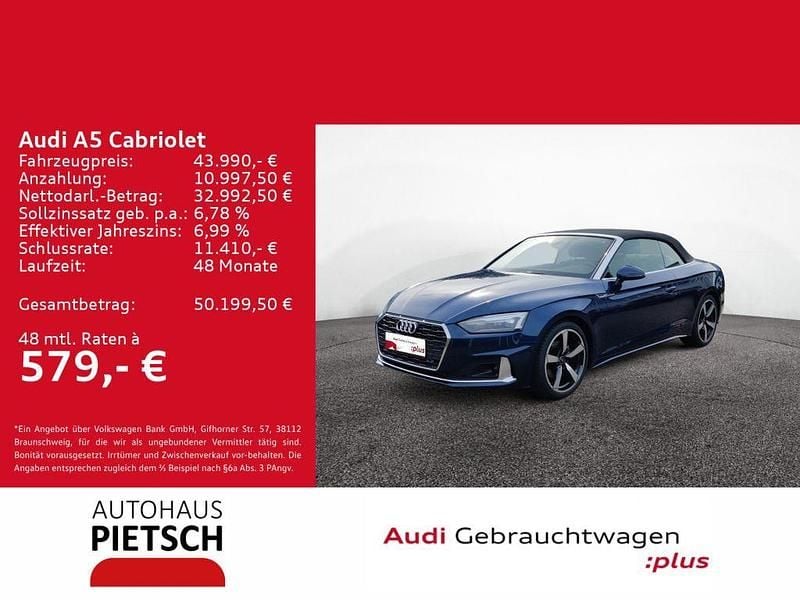 Navarrablau metallic Gebraucht 2024 Audi A5 Cabriolet Advanced Cabrio | 43.990 € (Fairer Preis) - Bild 1/4
