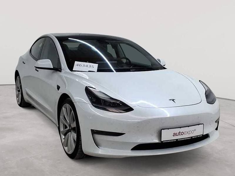 Pearl white multicoat Gebraucht 2021 Tesla Model 3 Performance Limousine | 24.690 € (Guter Preis) - Bild 1/4