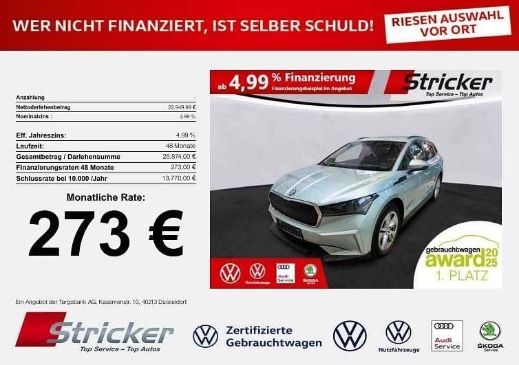 Arcticsilber metallic (metallic) Gebraucht 2021 Skoda Enyaq iV SUV | 22.949 € (Superpreis) - Bild 1/4