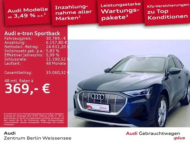 Gebraucht Audi e-tron Sportback S-Line 230 kW (313 PS) 2022 Plasmablau metallic SUV