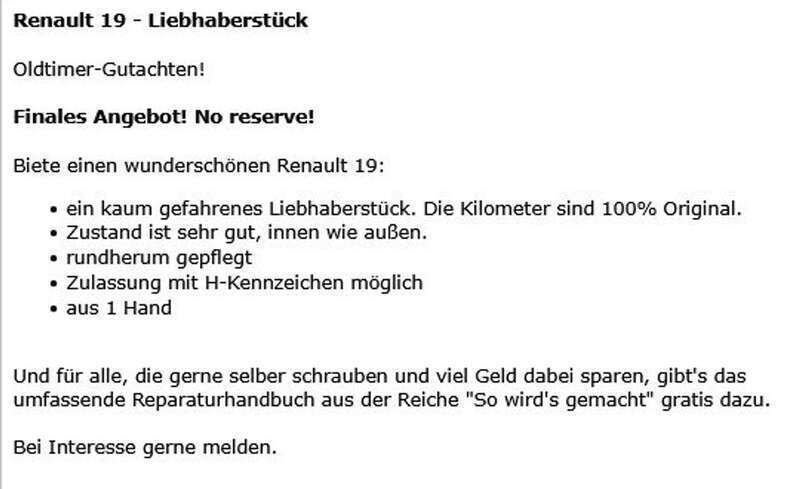 Rot Gebraucht 1991 Renault 19 Limousine | 4.900 € - Bild 1/4