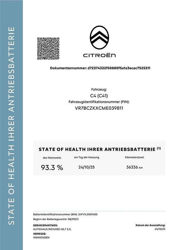 Gebraucht Citroën e-C4 Shine 100 kW (136 PS) 2021 Obsidien schwarz